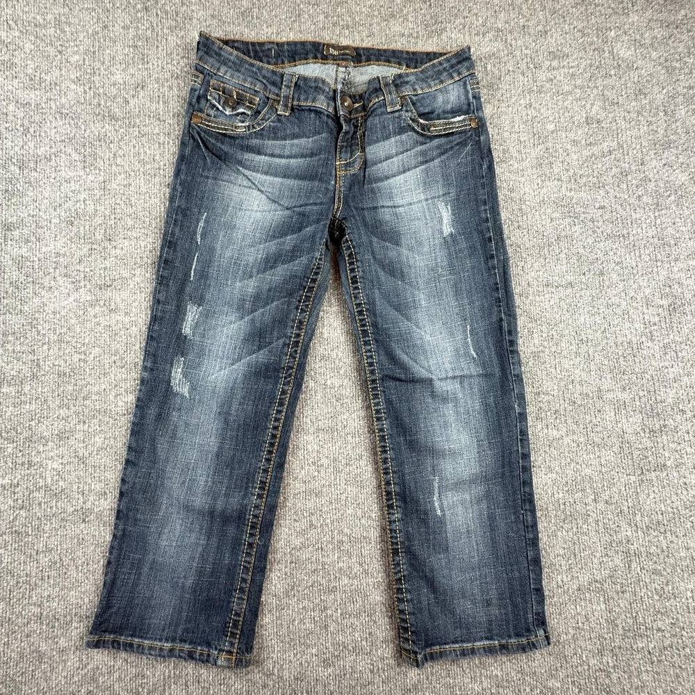 Y2K Bu From Malibu Capri Jeans Juniors 9 Wash Low Rise Embroidered Pockets